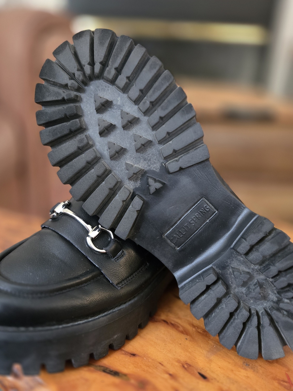 Women's Black Loafers with Lug Sole - Picture 5 of 5